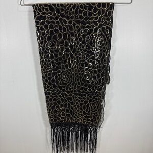Women’s golden black sequin shawl